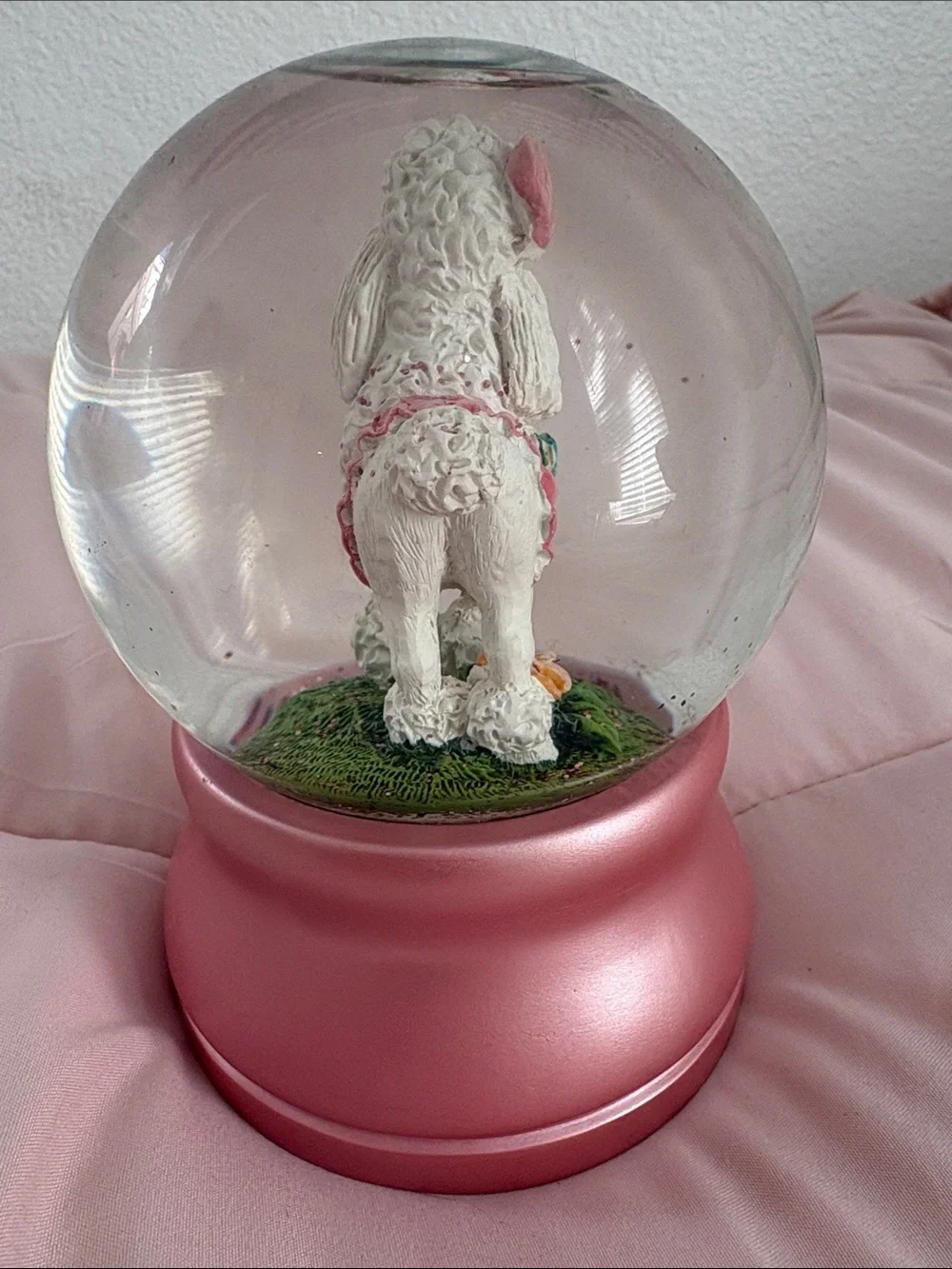 Pink Poodle Snow Globe - Decorative Home Party Accent
